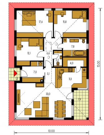 Grundriss des Erdgeschosses - BUNGALOW 188